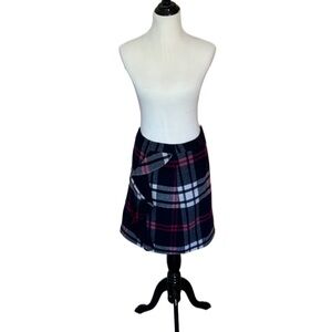J Crew Blue/Red Plaid Skirt with Ruffle Detail on Front Sz 14T